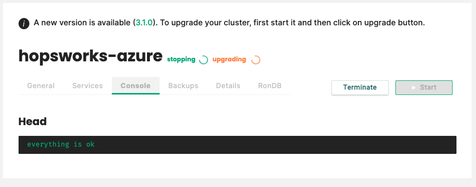 Azure Upgrade starting