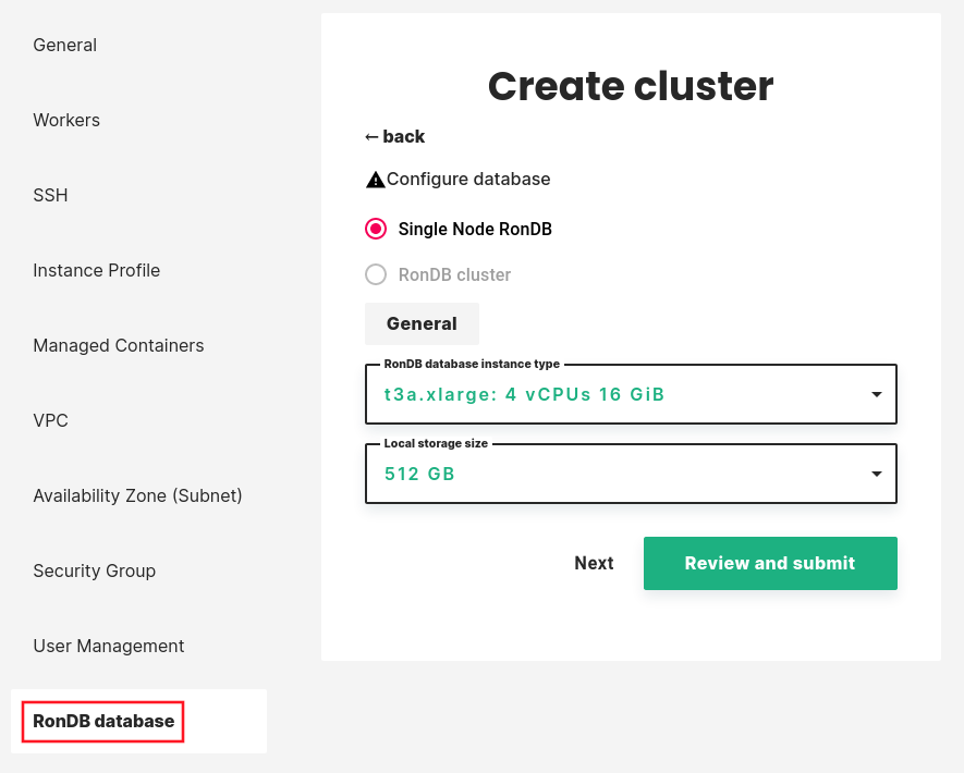 Configure RonDB