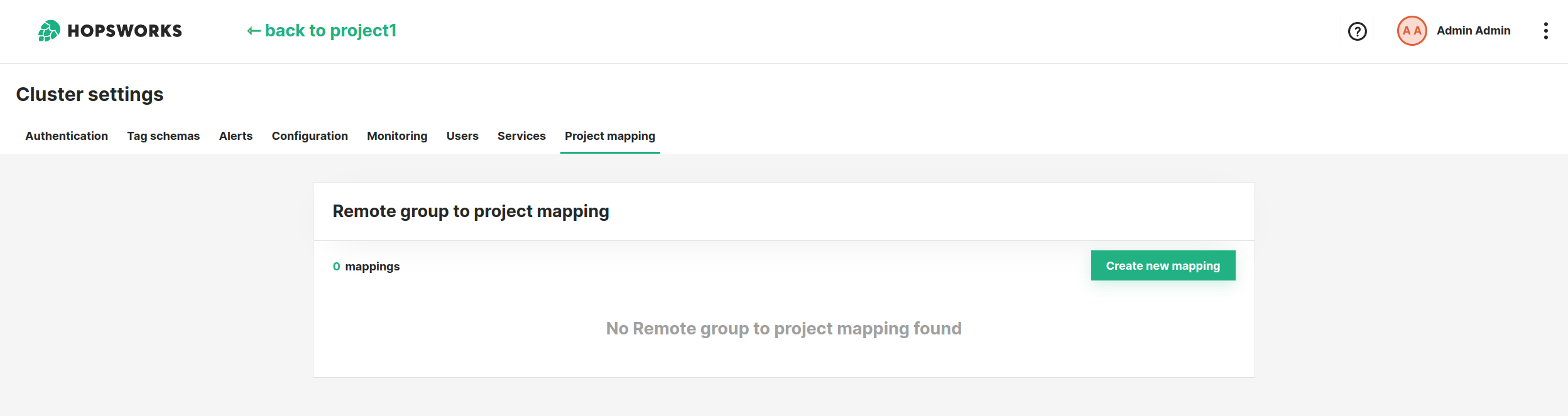 Project mapping tab