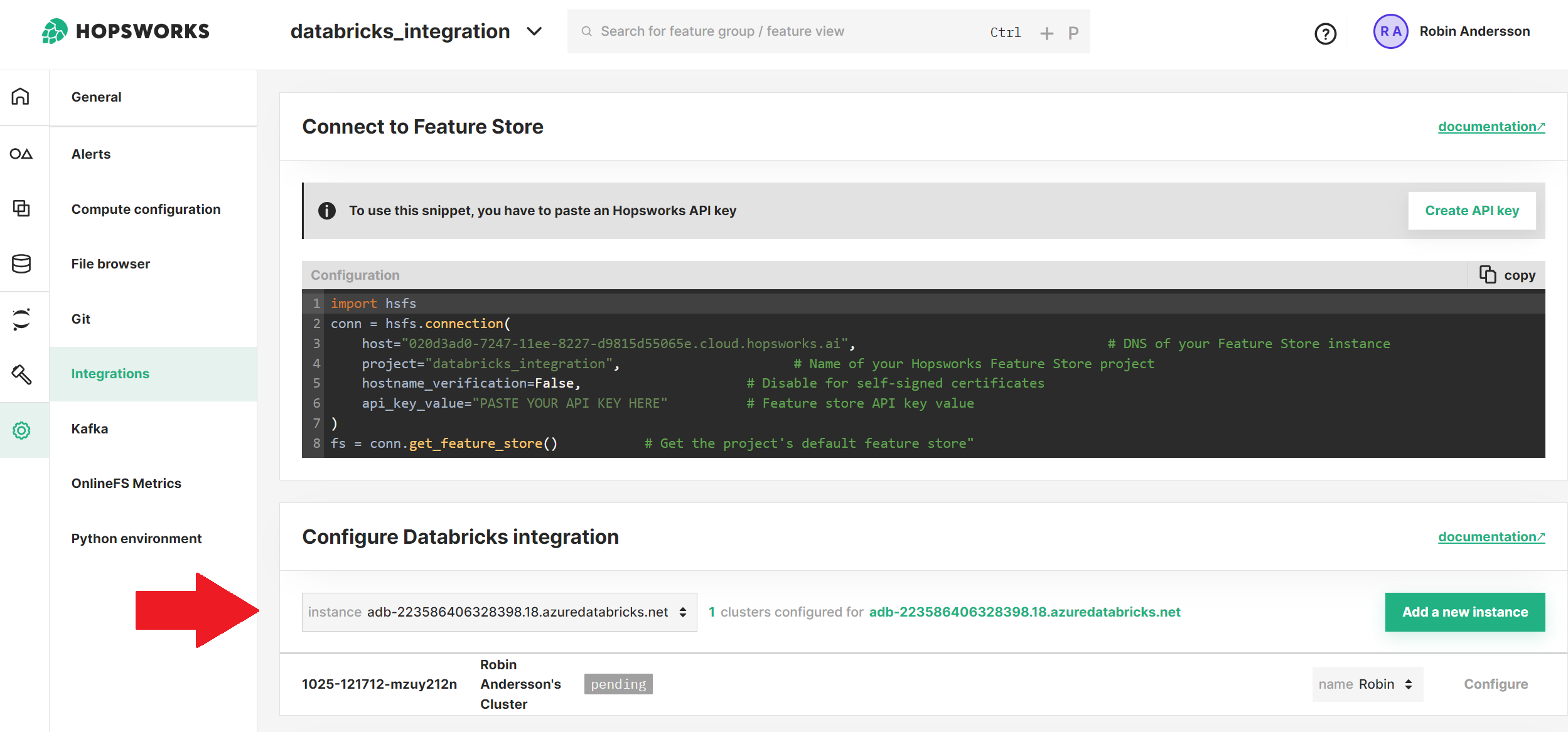 Configure a Databricks Cluster from Hopsworks