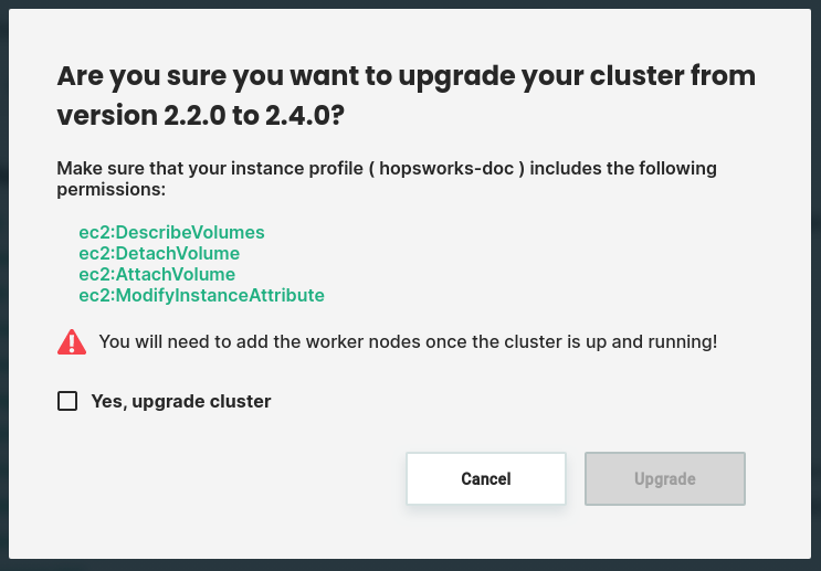 AWS Upgrade Prompt