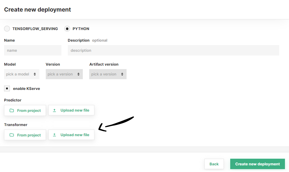 Transformer script in advanced deployment form