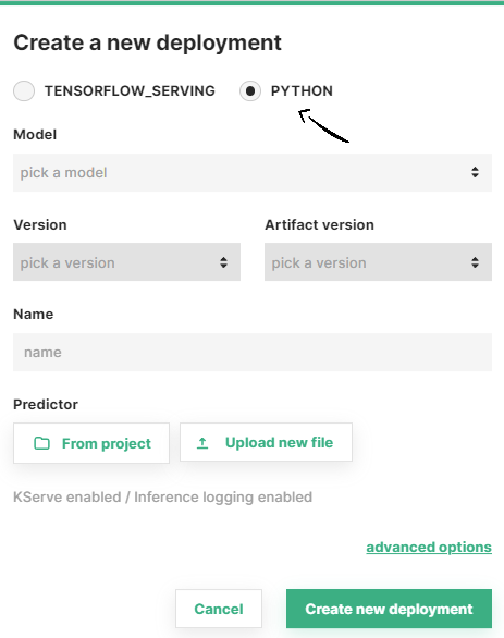 Simplified deployment form for Python