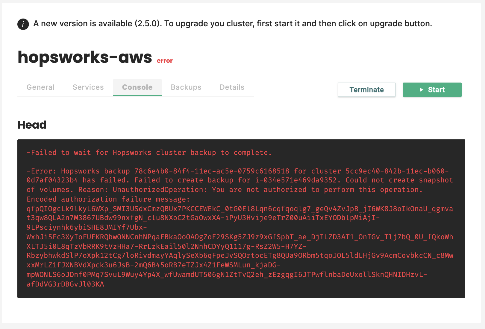 AWS Upgrade Retry