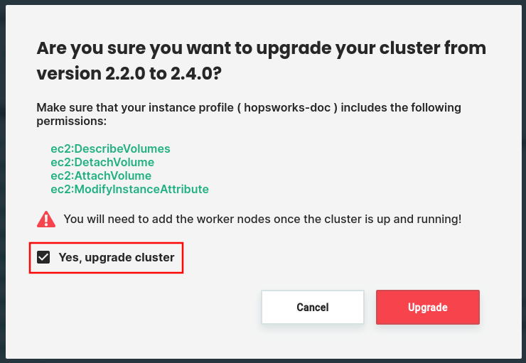 AWS Upgrade Prompt