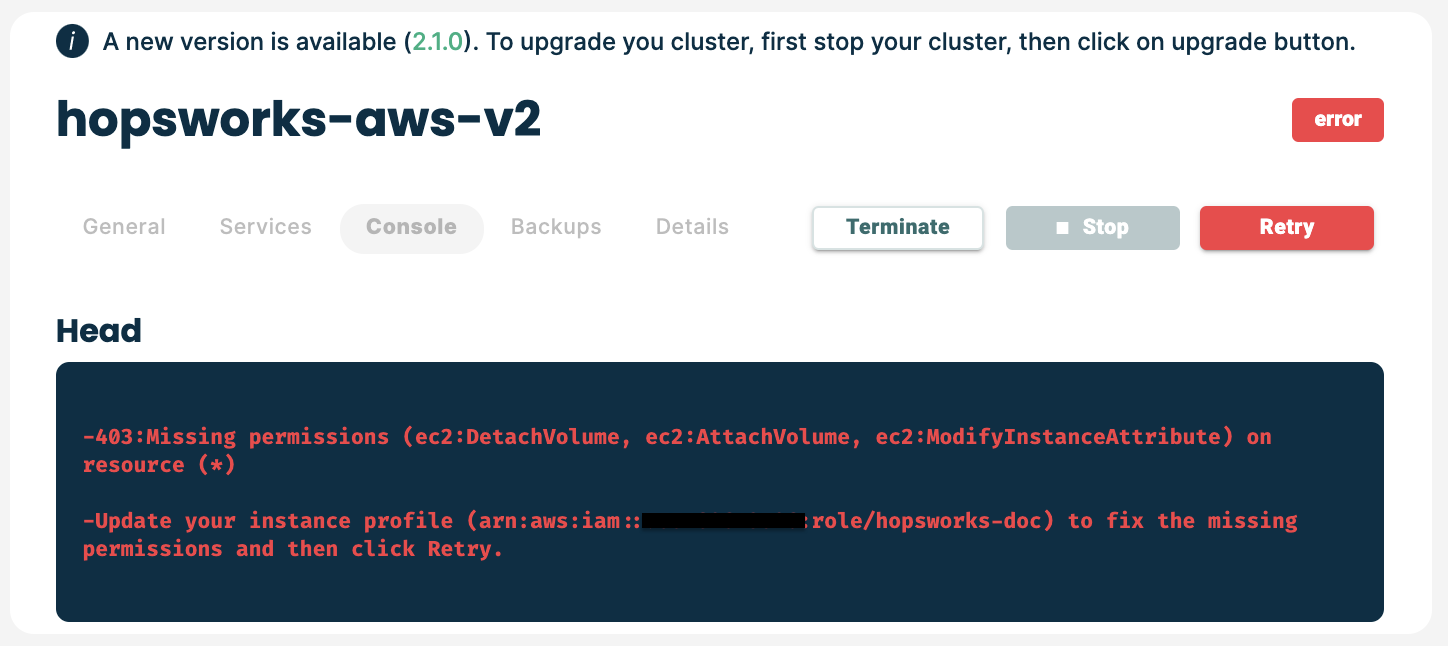 AWS Upgrade Retry