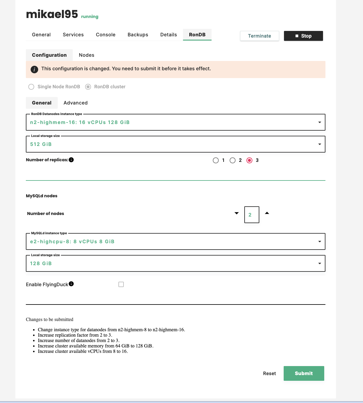 Reconfiguration Data nodes