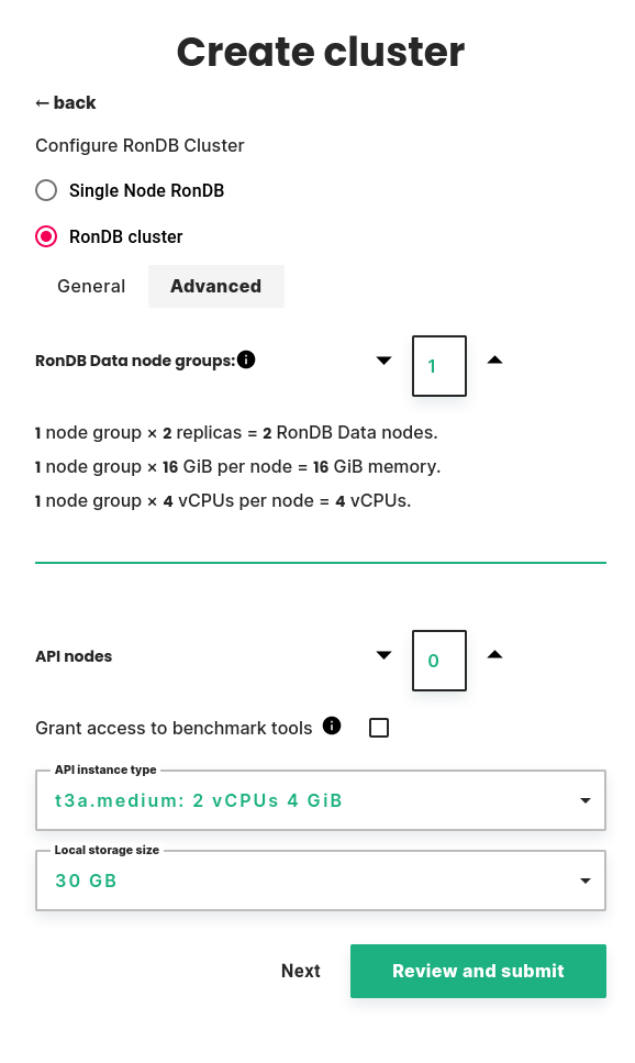 RonDB advanced configuration