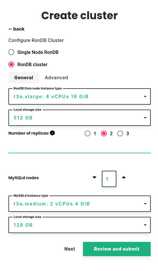 RonDB basic configuration