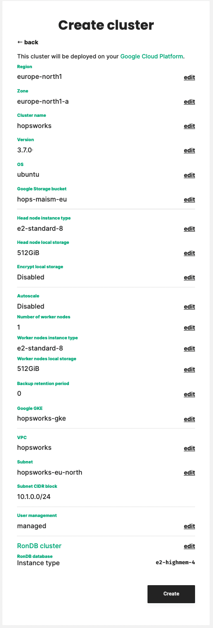 Review cluster information