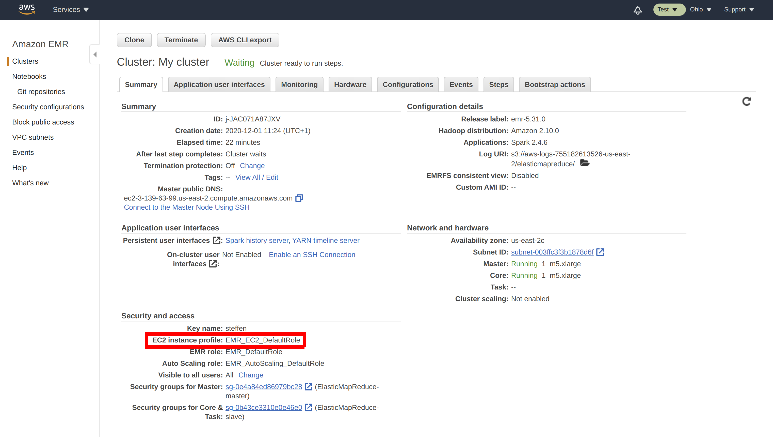 Identify your EMR EC2 instance profile