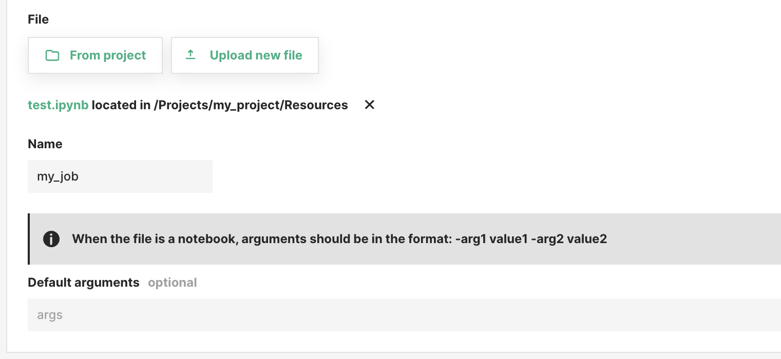 Configure notebook arguments