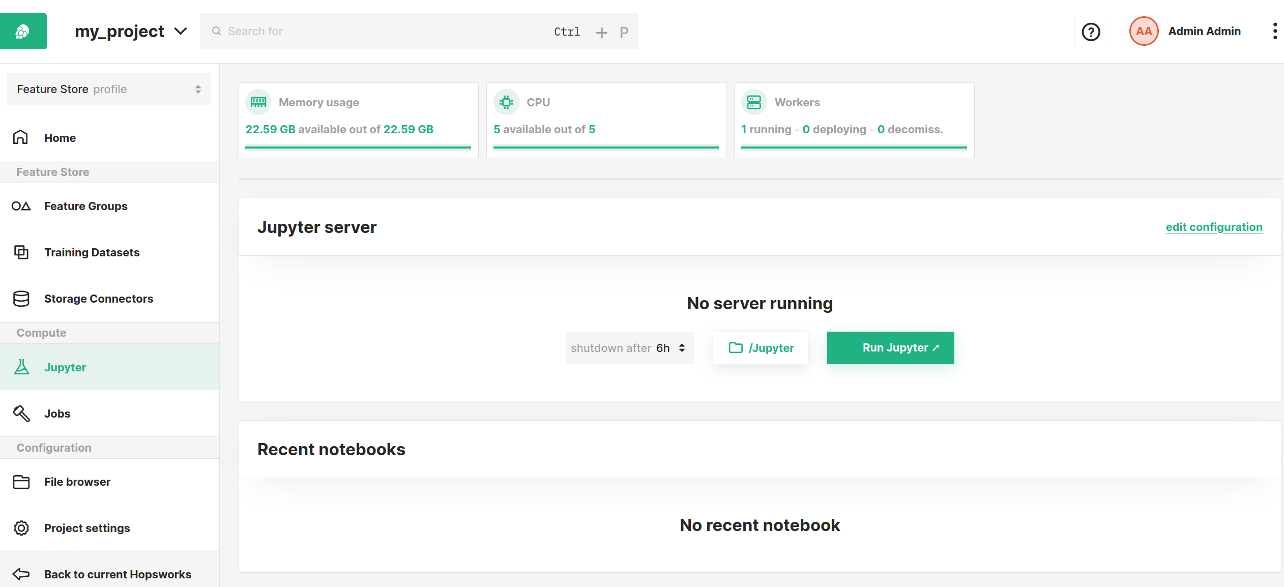 Jupyter dashboard in Hopsworks