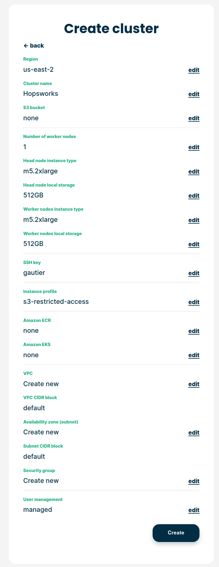 Review cluster information