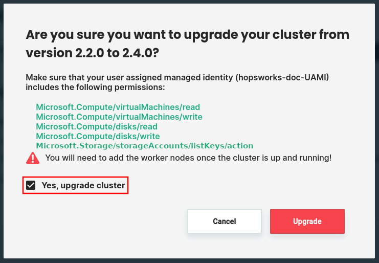 Azure Upgrade Prompt