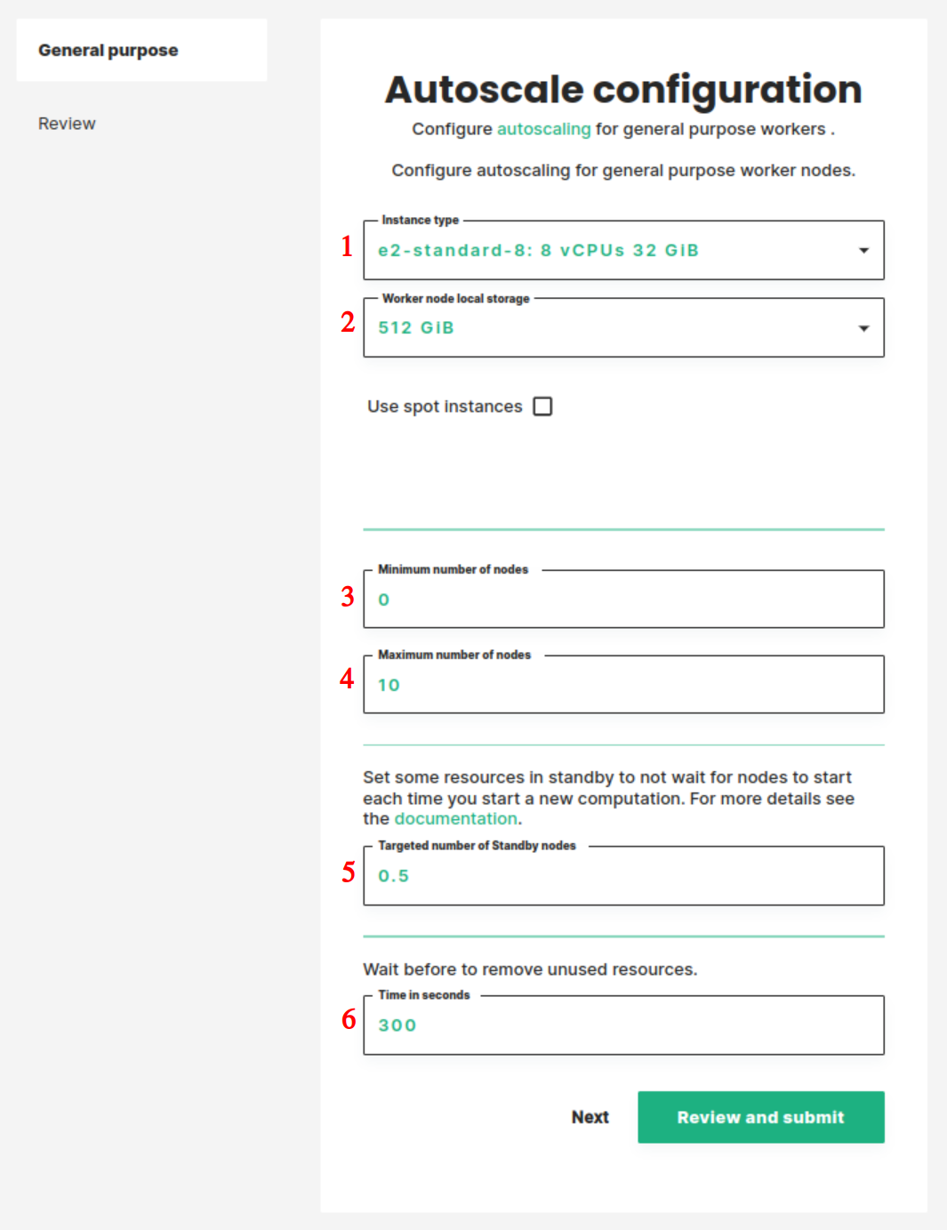 Configure autoscale details