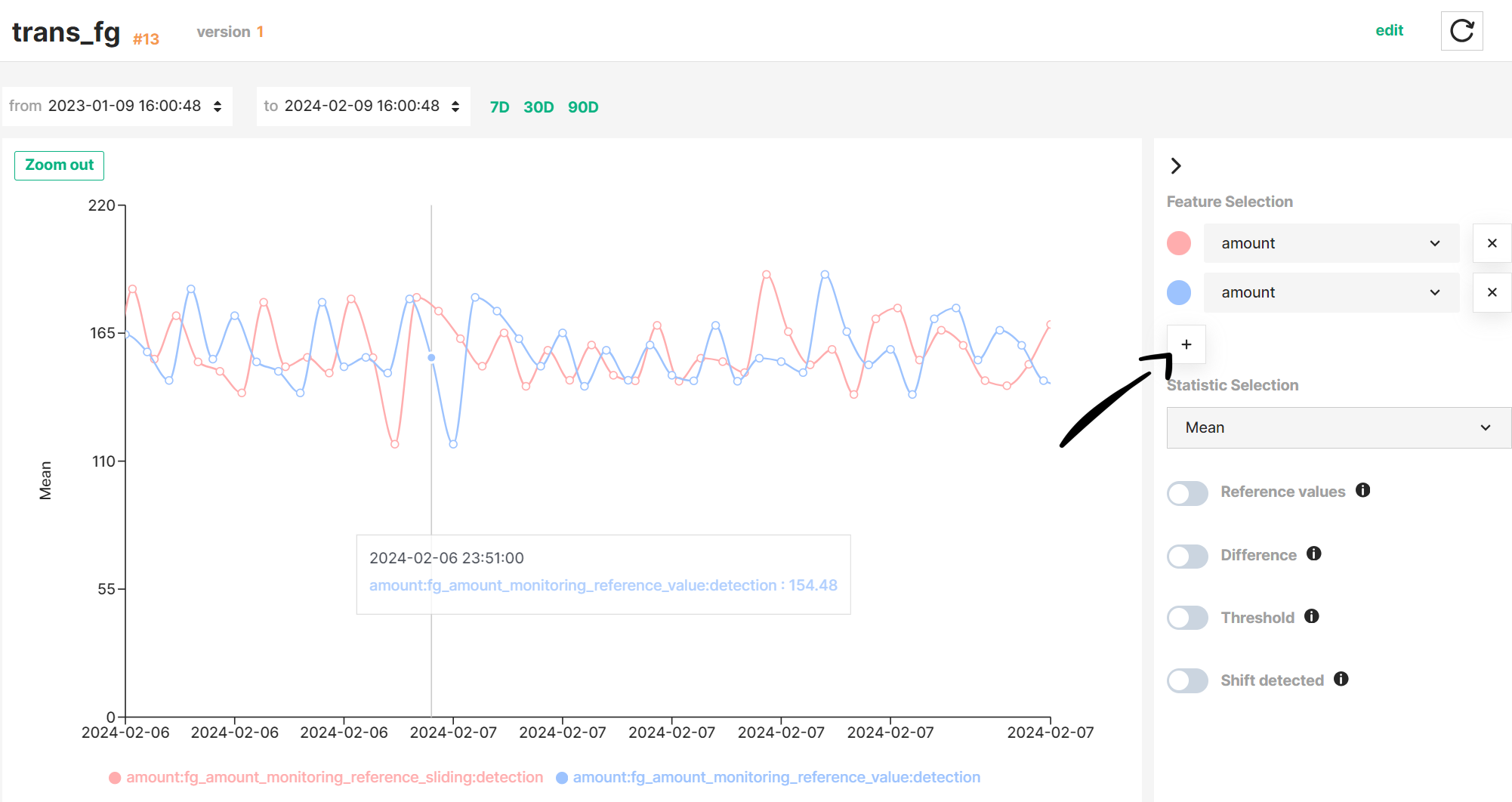 Select multiple feature monitoring config