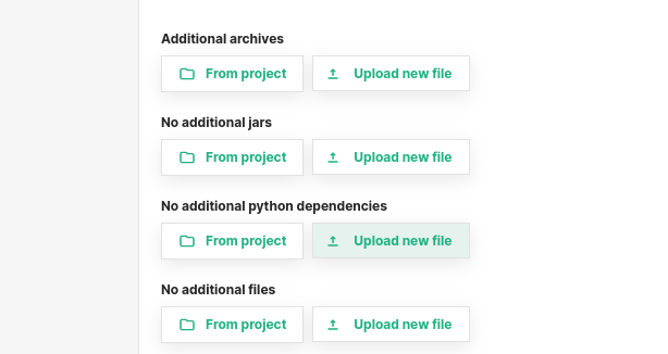 File configuration for the PySpark job