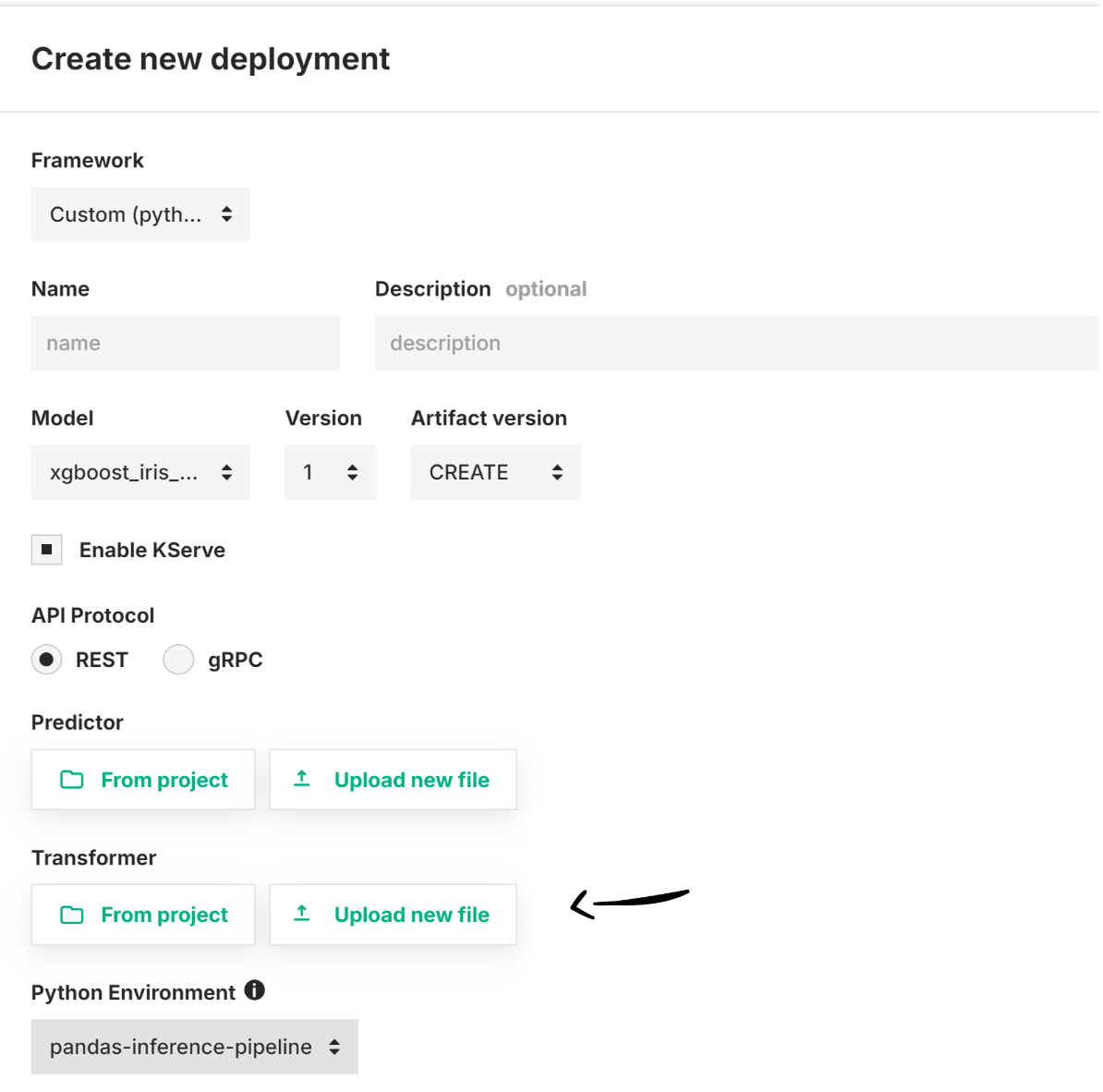 Transformer script in advanced deployment form