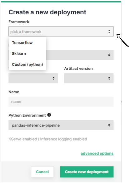 Select the model framework