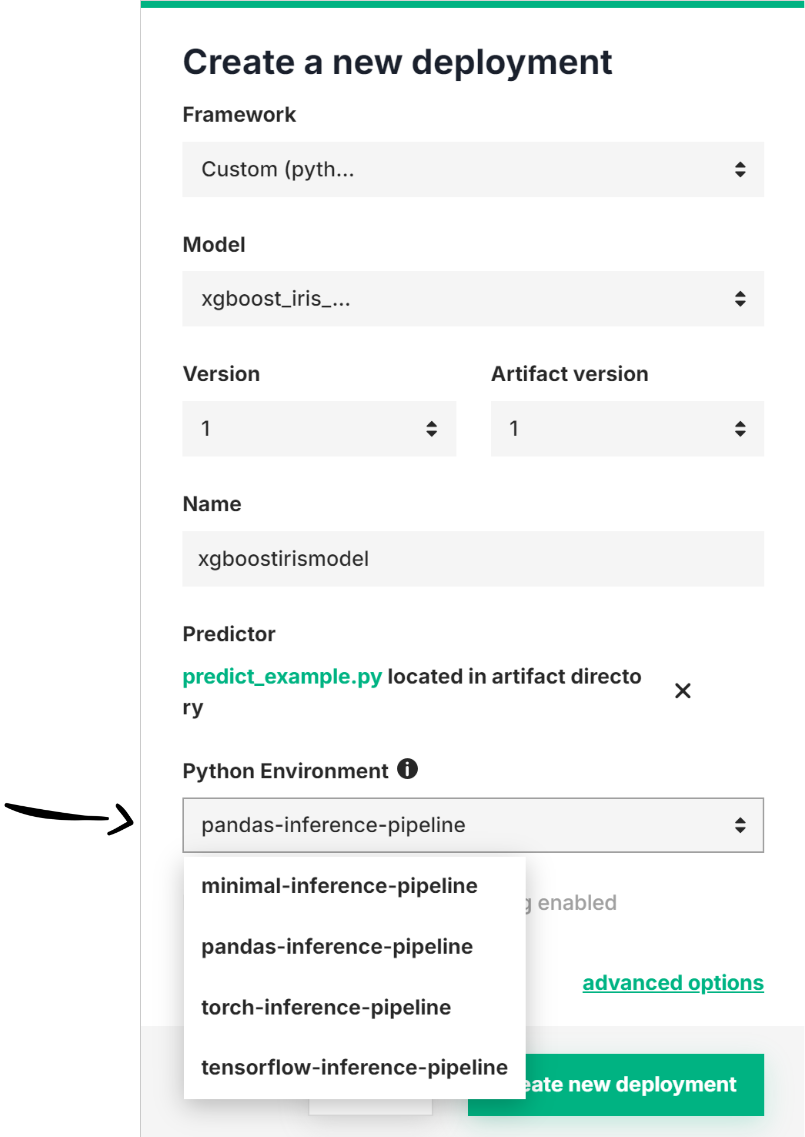 Predictor script in the simplified deployment form