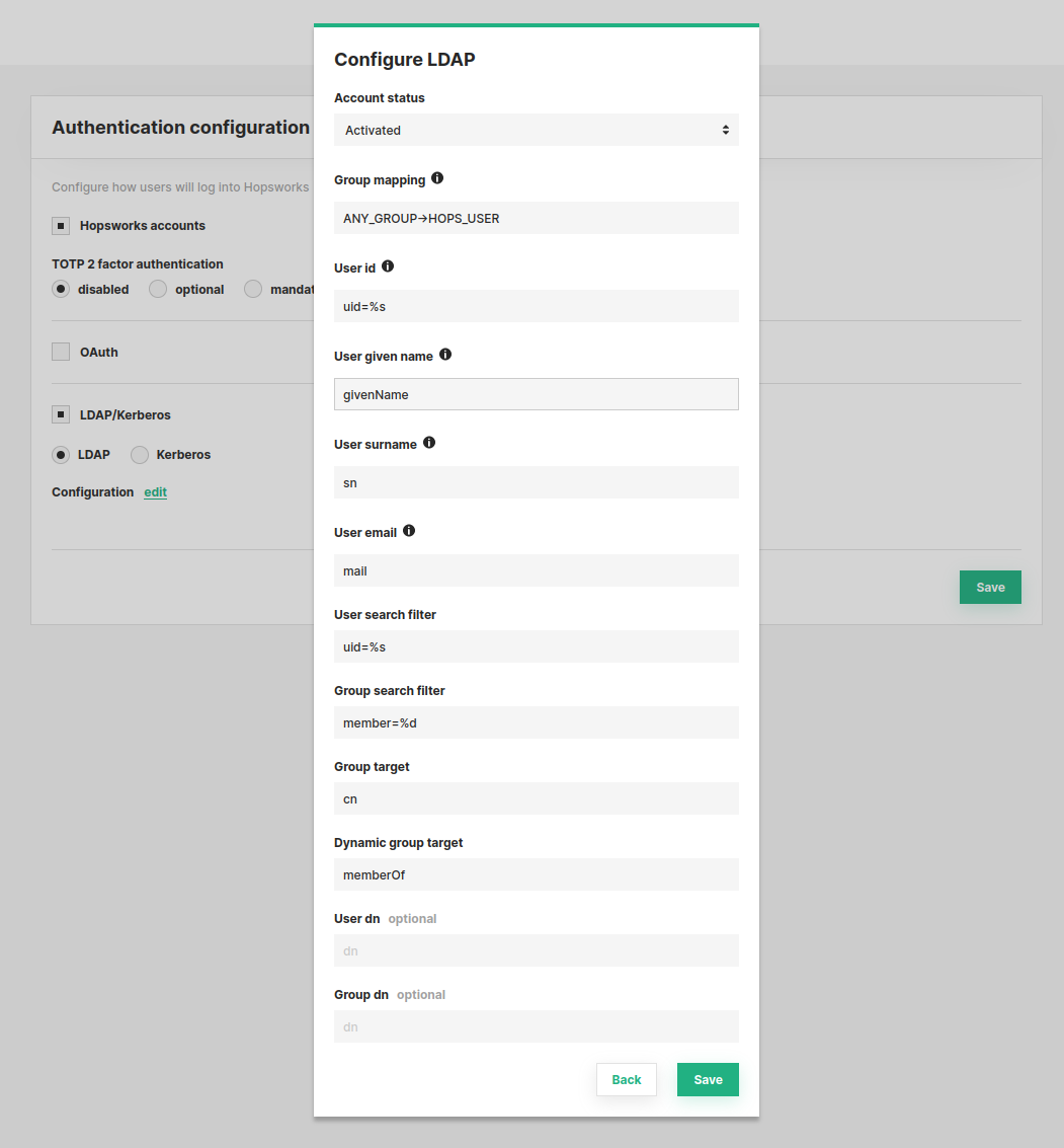 LDAP config