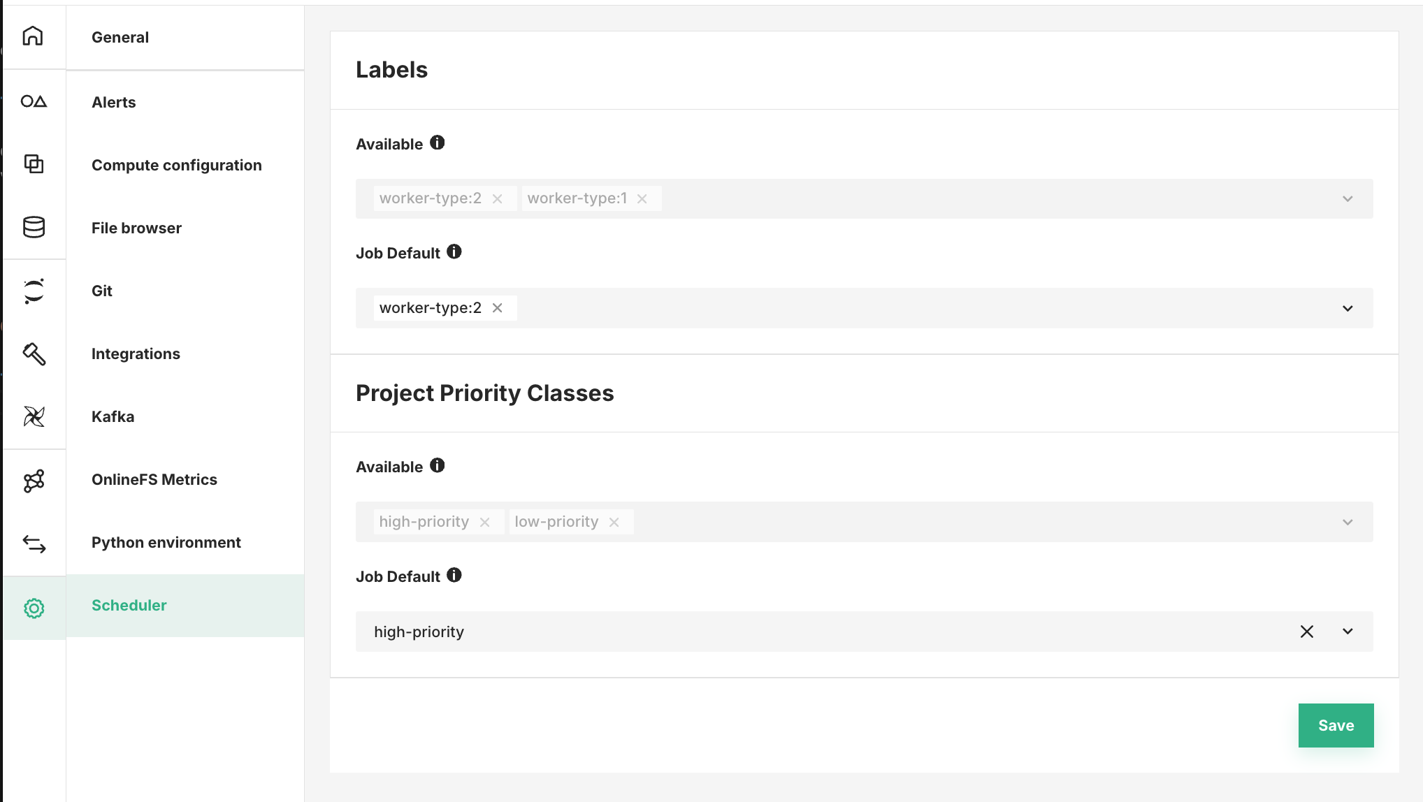  Project Default - Labels and Priority Classes