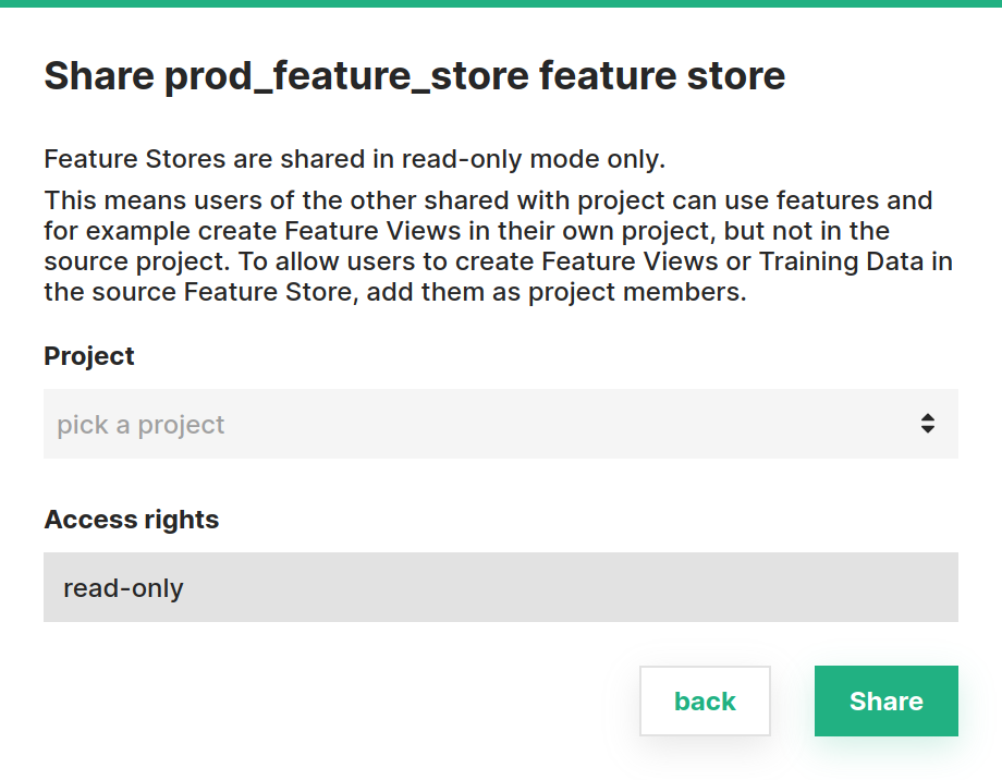 Share Project Dialog