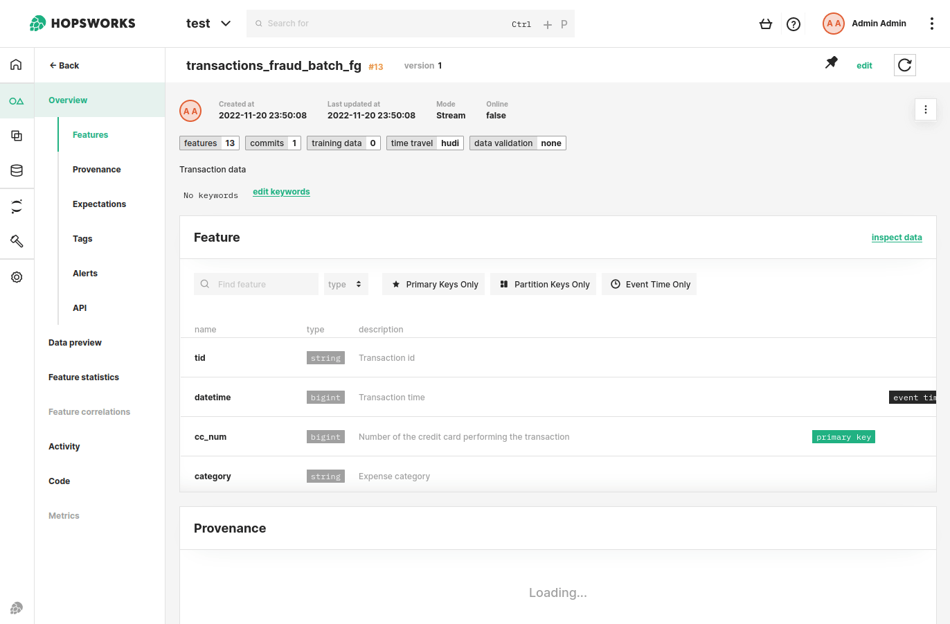 Attach tag to a feature group