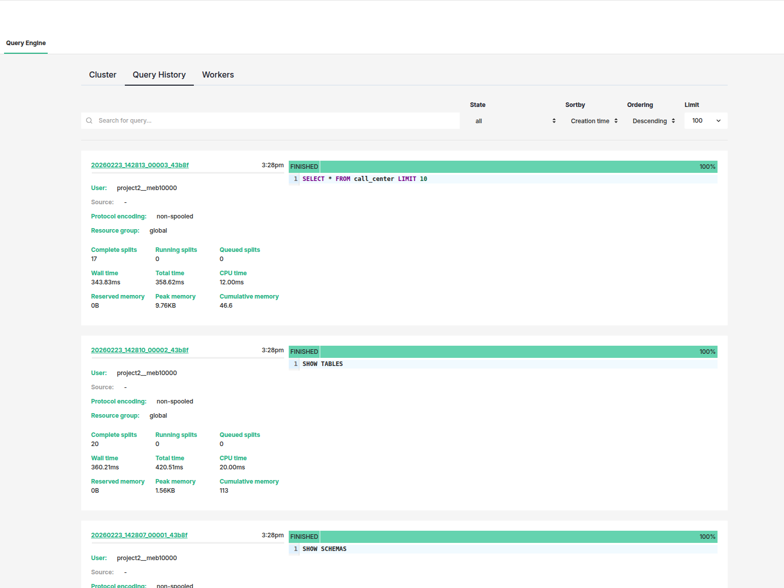 query history