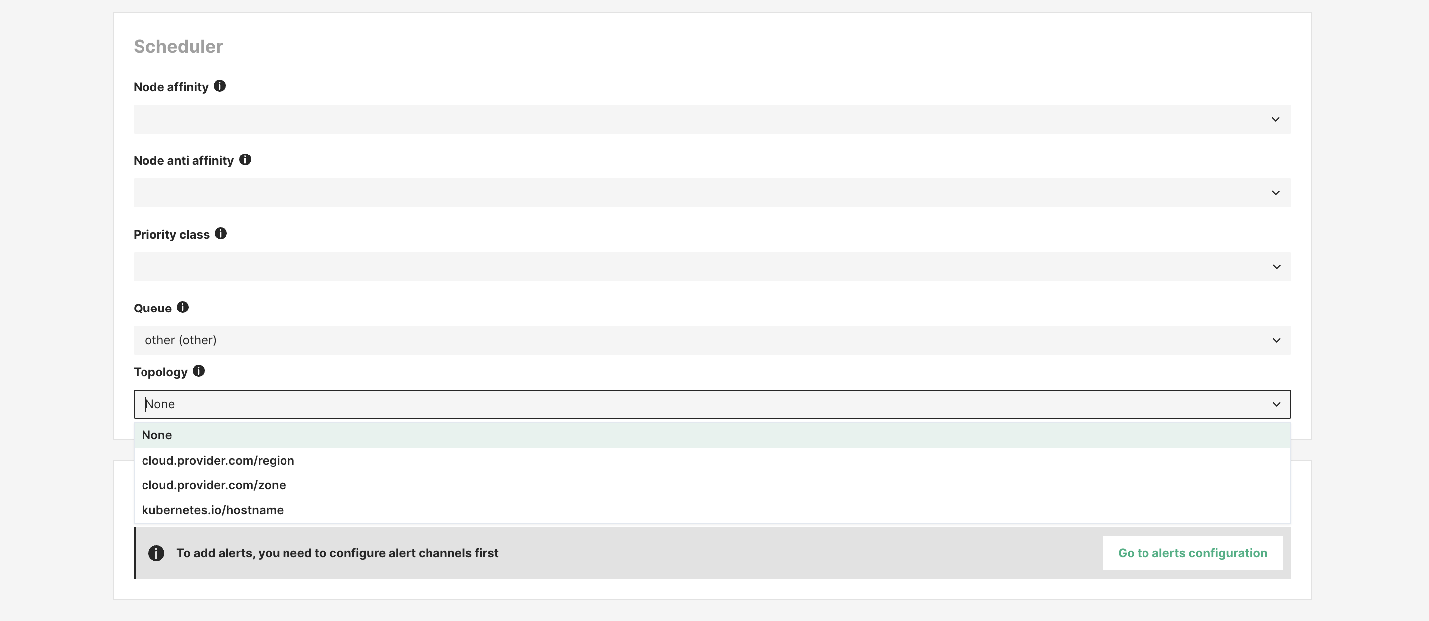 Select a topology unit for the deployment