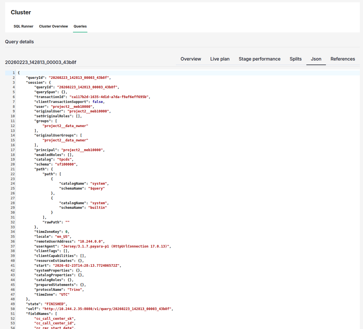 Query details json