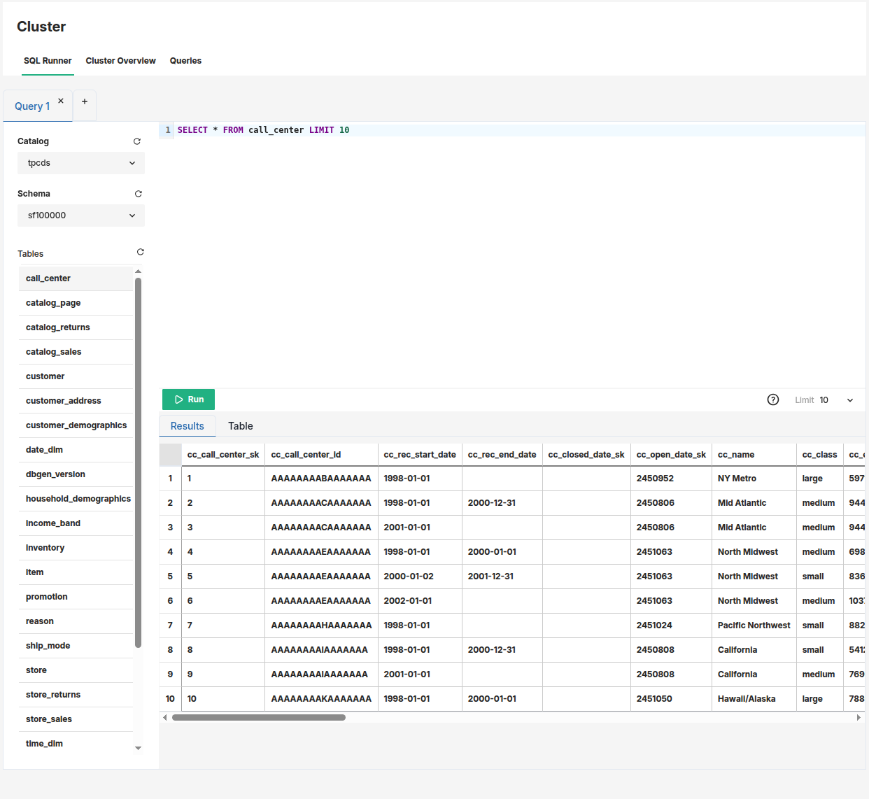 SQL runner