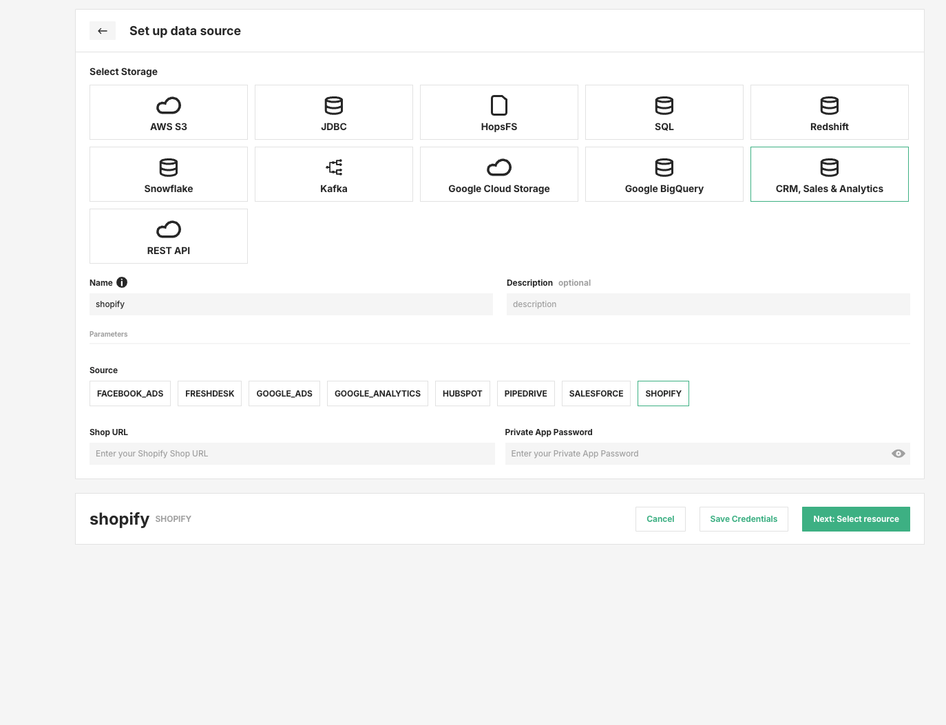 Shopify Data Source
