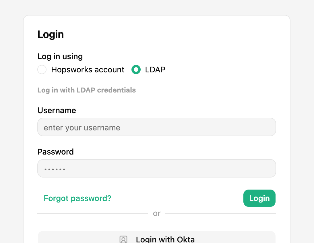 Log in using LDAP