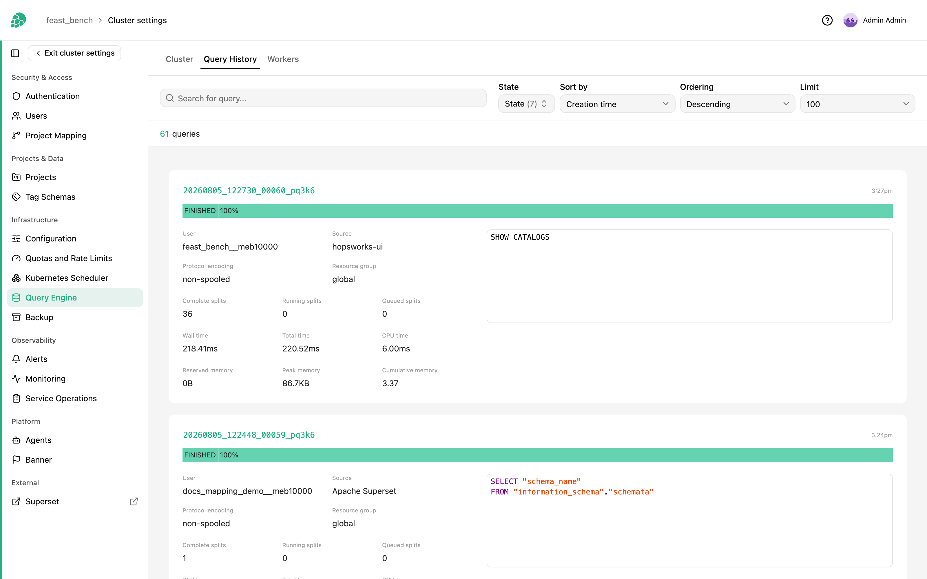 query history