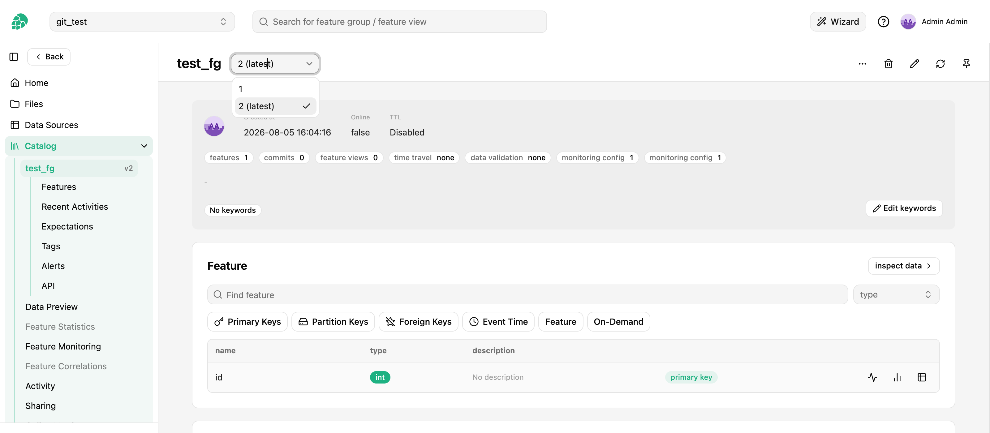 Feature Group version selection