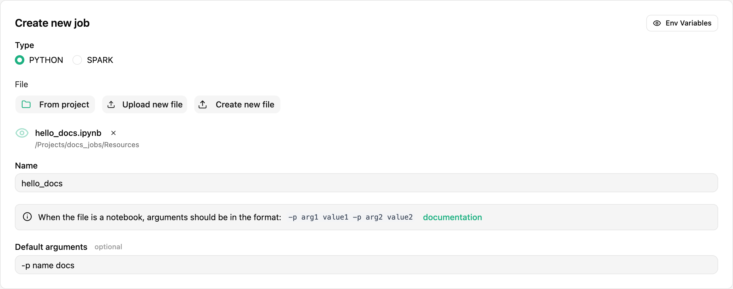 Configure Python script arguments