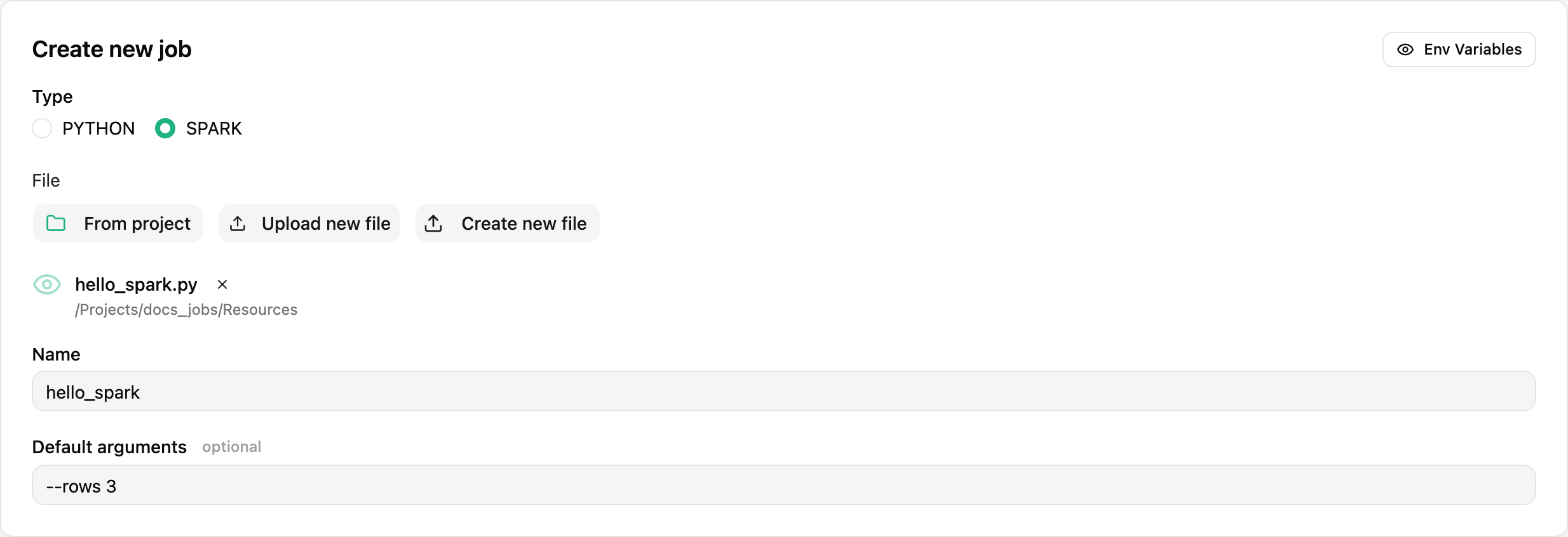Configure PySpark script arguments