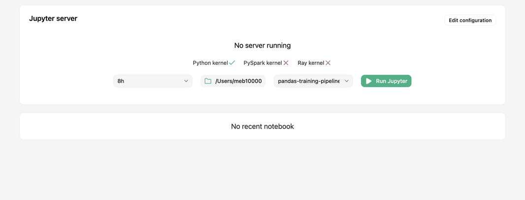 Starting the Jupyter server for a Spark notebook