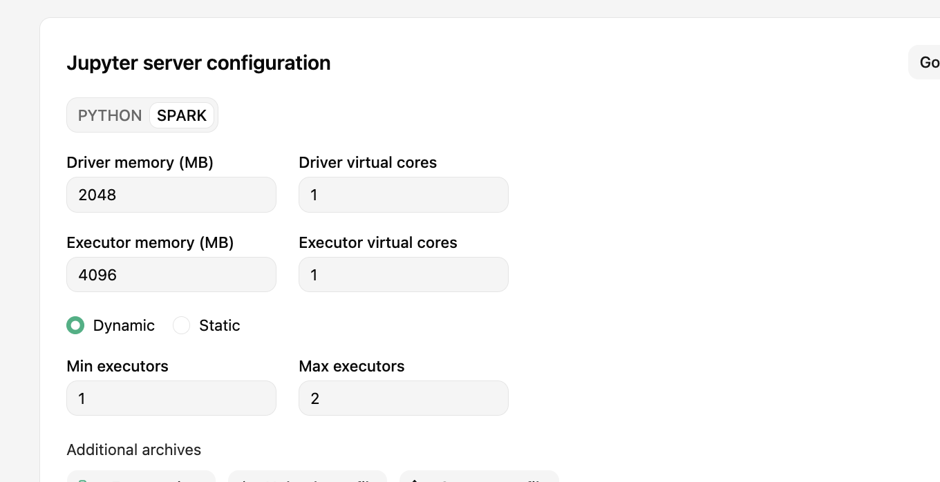 Resource configuration for the Spark kernels