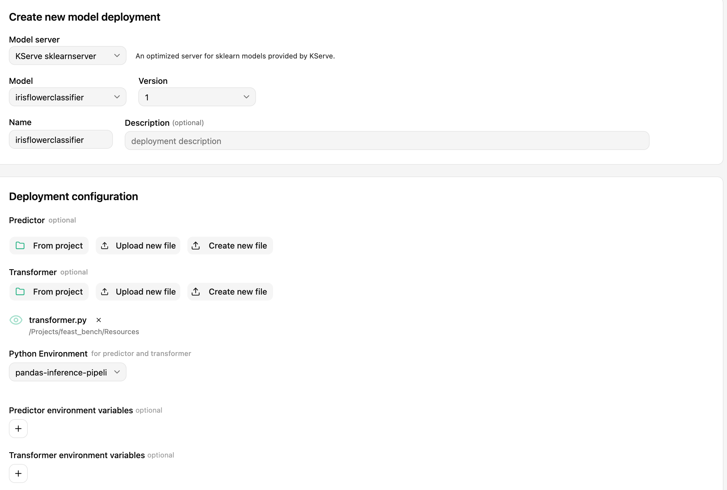 Transformer script in advanced deployment form