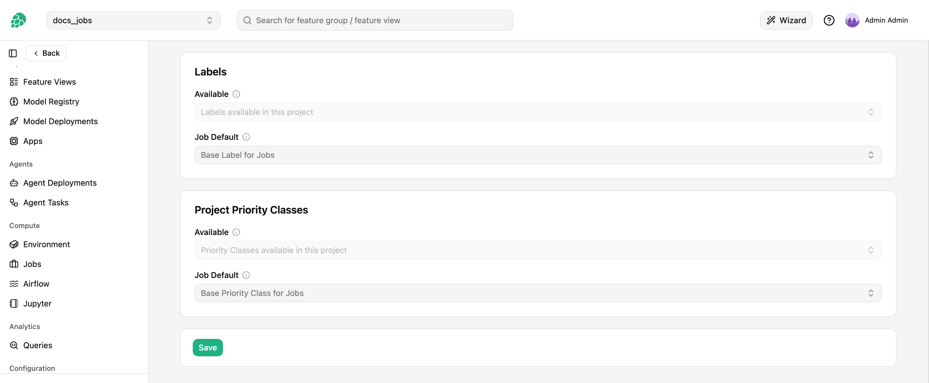  Project Default - Labels and Priority Classes
