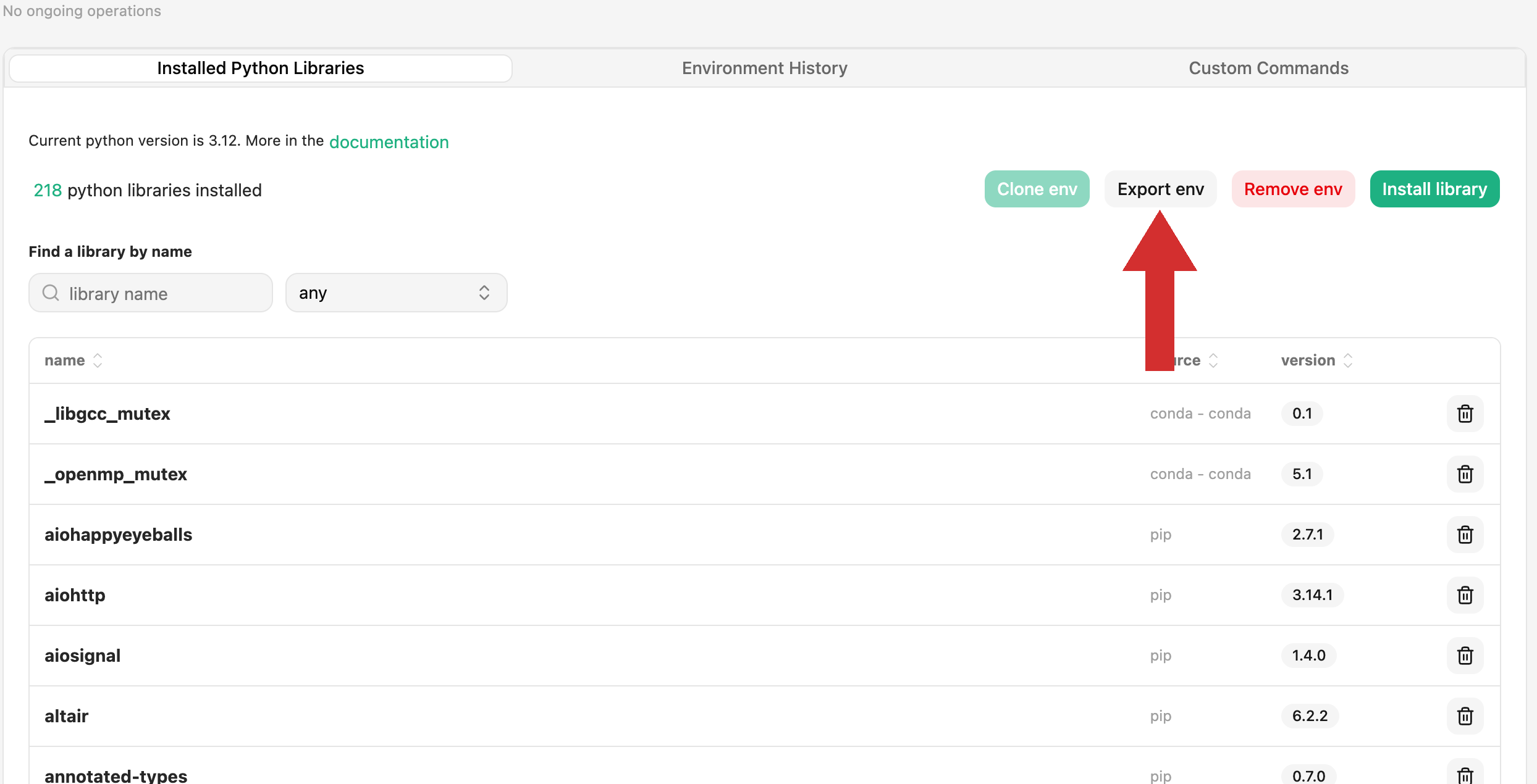 Export environment