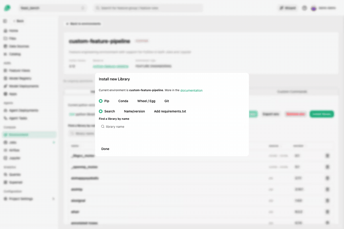 Installing library using search