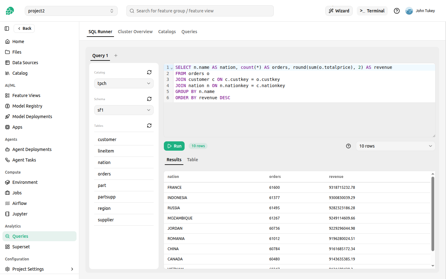 SQL runner