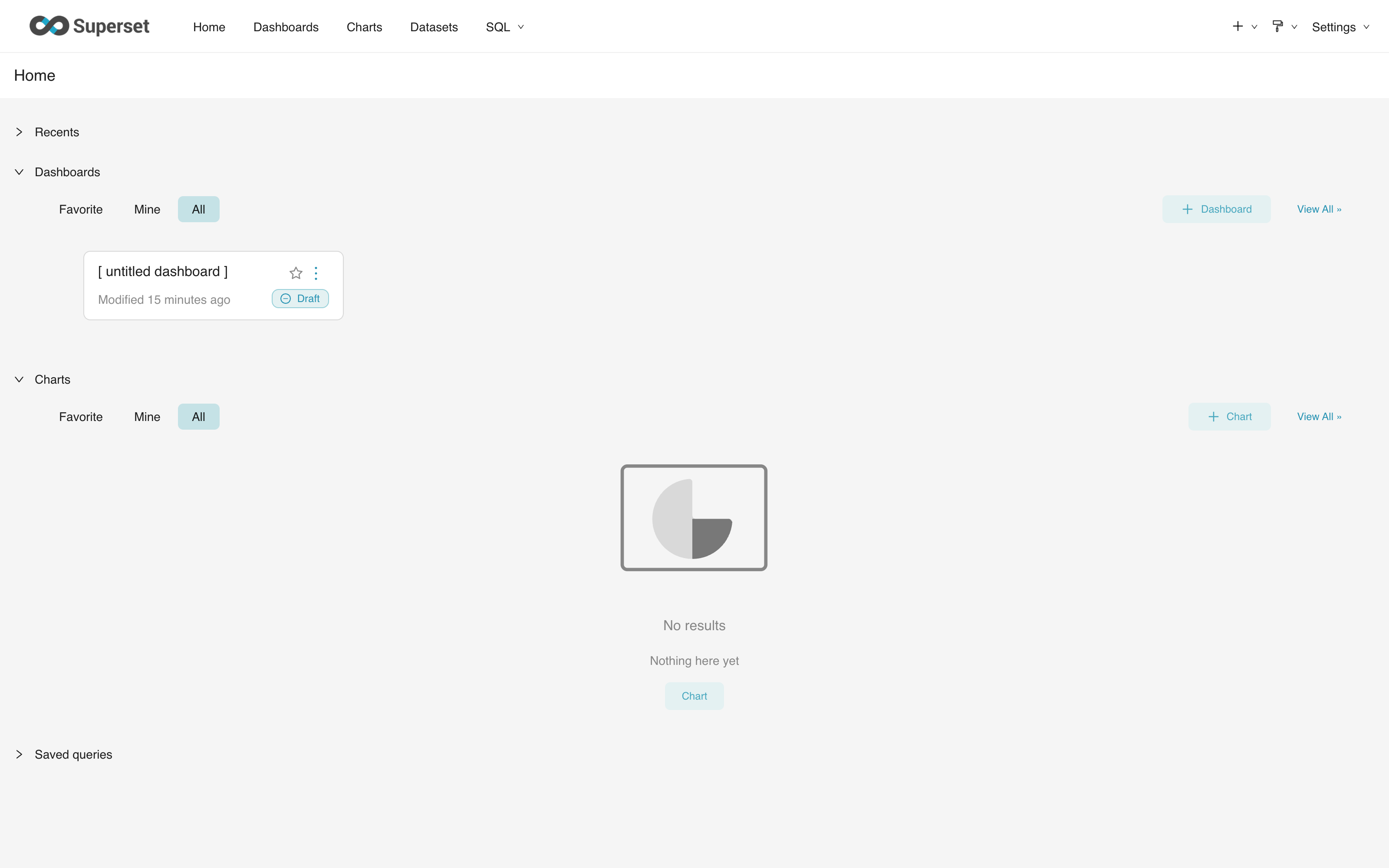 Superset home page