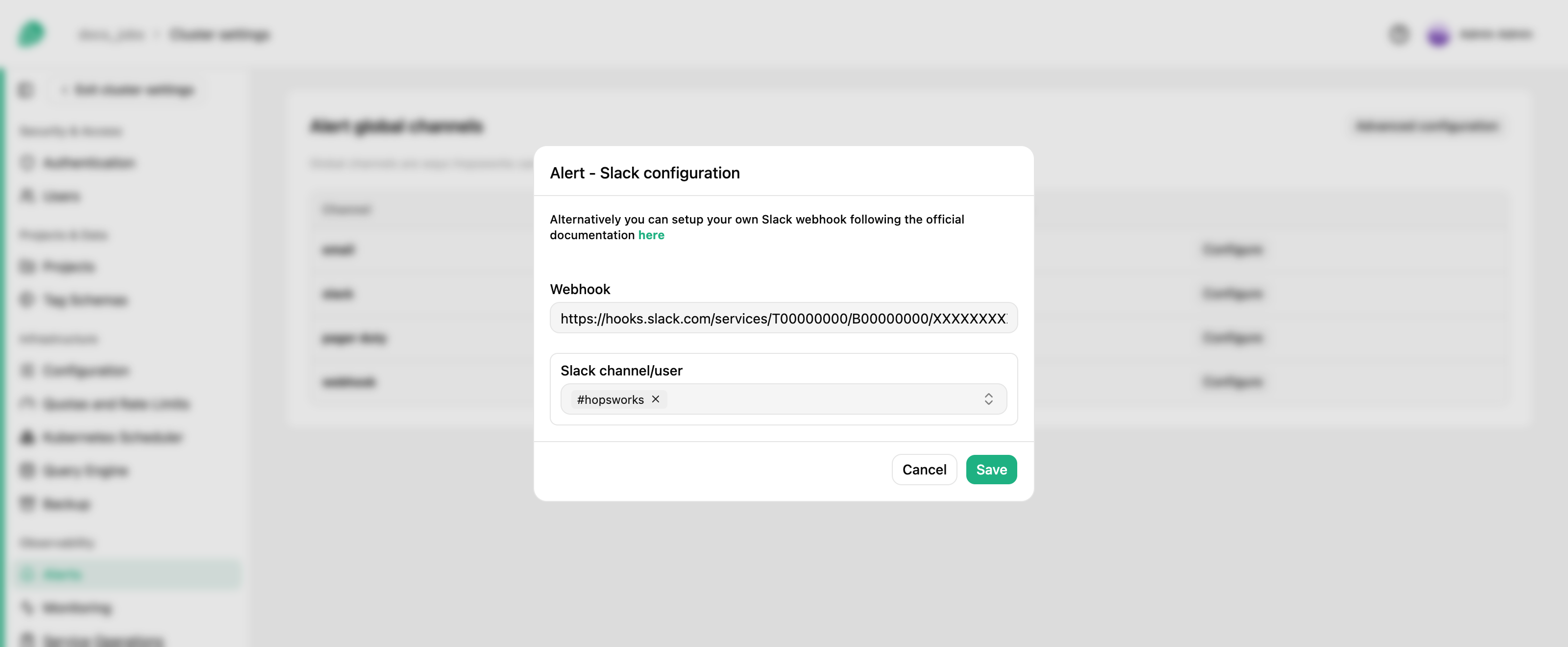 Configure slack Alerts