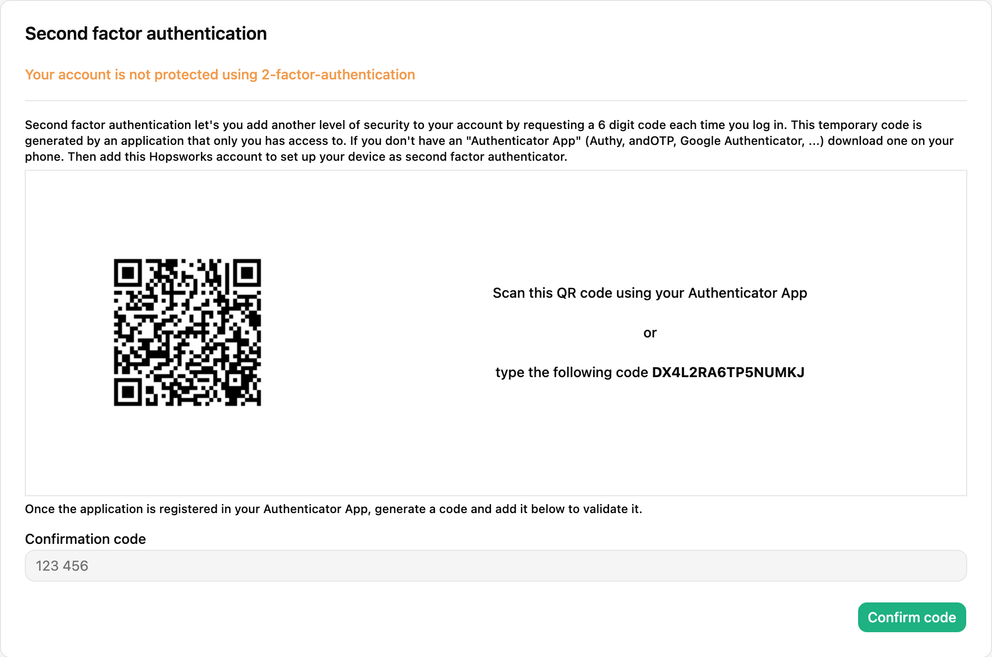 Register Two-factor Authentication