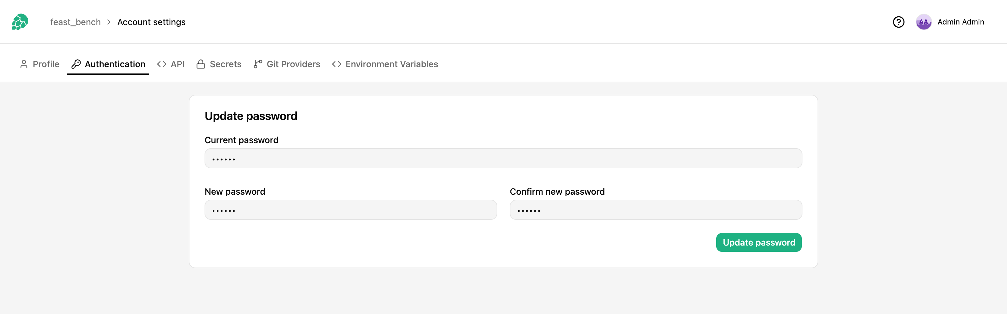 Update credentials